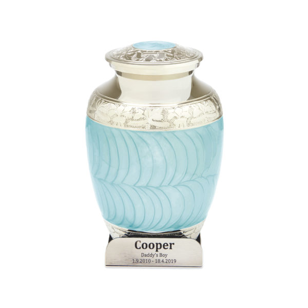 Blue Enamel Metal Urn