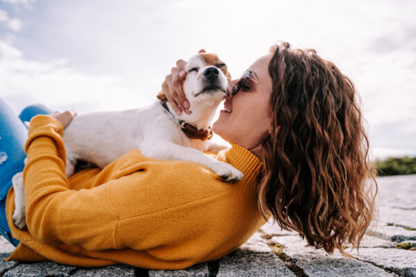 Woman and her jack russell